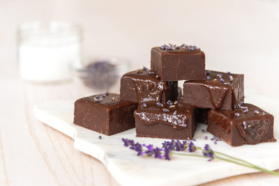 Chocolate Lavender Fudge with Salted Caramel